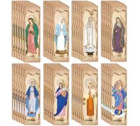 Catholic Bible Religious Bookmarks: 48 Pcs Virgin Mary Book Page Markers with Vintage Background Religious, Bookmark Clips for Reading, Christian Gift for Women Men Book Lovers