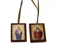 Catholic Brown Scapular Necklace - Escapularios Catolicos with Virgin Mary (Escapulario de la Virgen del Carmen) & Jesus Imagery, Traditional Scapulars Catholic Jewelry for Men & Women, Religious Gift
