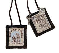 Catholic Brown Scapular of Our Lady of Mount Carmel, Escapularios Catolicos Necklaces with St Benedict Medal Crucifix, Gift for Women and Men