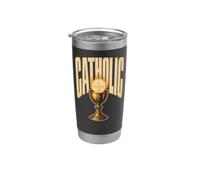 Catholic Chalice and Communion Host Retro Wood Type Stainless Steel Insulated Tumbler