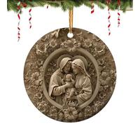 Catholic Christmas Decorations - Christian Christmas Tree Ornaments, Round Catholic Christmas Decorations Printed in Acrylic | Religious 4 Inch Acrylic Christmas Ornament