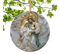 Catholic Christmas Decorations, Christian Ornaments for Christmas Tree - Printed Acrylic Round Catholic Christmas Decorations,4 Inch Holiday Ornament, Religious Christian Decor