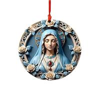 Catholic Christmas Ornament, Acrylic Blessed Virgin Mary Ornament, Holy Night Hanging Sign Round, Christmas Tree Decor, Versatile Christmas Ornaments Decorations Home Decorations for Living Bedroom