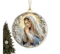 Catholic Christmas Ornament, Acrylic Blessed Virgin Mary Ornament, Holy Night Hanging Sign Round, Christmas Tree Decor, Versatile Christmas Ornaments Decorations Home Decorations for Living Bedroom