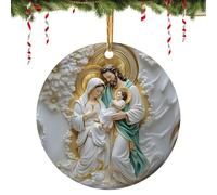 Catholic Christmas Ornaments Round Printed Acrylic Catholic Christmas Decorations | 4in Religious Christmas Decoration For Tree Decorations & Seasonal Decor