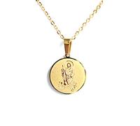 Catholic City St Jude Thaddeus Stainless Steel Medal Necklace with Chain (Available in Gold and Silver Colors), Stainless Steel, No Gemstone