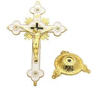 Catholic Cross, Tabletop Wall Hanging Jesus Cross with Stand, Catholic Wedding Gift, Christian Prayers Jerusalem Home Decor Wall Crosses