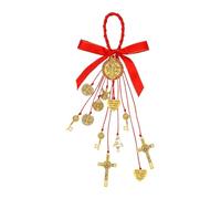 Catholic Crucifix Pendant - Religious Metal Car Ornament for Blessing and Faith, Sacred Cross Design with Chain Hanging Function, Pendant for Vehicle SUV Home Door Dashboard, Gold Zinc Alloy, Travel G