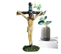 Catholic Crucifix Statue,7.2 Inches Religious Art Sculpture - Resin Tabletop Decor for Church Apartment Entryway Bookshelf Living Room Kitchen