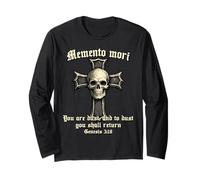 Catholic Crucifix Traditional Latin Skull Memento Mori Long Sleeve T-Shirt