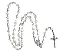 Catholic Crystal Glass Beads Rosary Necklace with Miraculous Medal,Religious Rosaries Collection, Zinc, Rhinestone