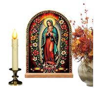 Catholic Decorations for the Home Acrylic Holder with Jesus and Virgin | Catholic Accent Home For Women Men Living Room Shelf Corner Prayer