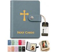 Catholic Faux Leather Holy Card Holder - Pocket Prayer Card Organizer with Snap Closure,Carrying Each Case Bag Religious Closet Essentials Lord God Almighty Hold to 40 Cards for Funeral (A)