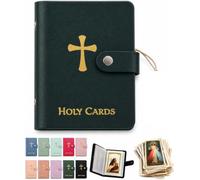 Catholic Faux Leather Holy Card Holder - Pocket Prayer Card Organizer with Snap Closure,Carrying Each Case Bag Religious Closet Essentials Lord God Almighty Hold to 40 Cards for Funeral (H)