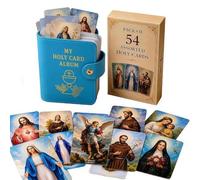 Catholic Faux Leather Holy Card Holder, Pocket Prayer Card Organizer with Snap Closure, Pocket Holy Cards Organizer, for Cards, Medals Tokens Gifts and Bible Accessories