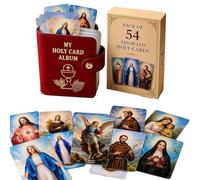 Catholic Faux Leather Holy Card Holder, Pocket Prayer Card Organizer with Snap Closure, Pocket Holy Cards Organizer, for Cards, Medals Tokens Gifts and Bible Accessories