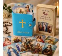 Catholic Genuine Leather Holy Card Holder, Pocket Prayer Card Organizer with Secure Snap Closure, Religious Saint Cards Album for Devotional Worship, Funeral Keepsake and Bible Study