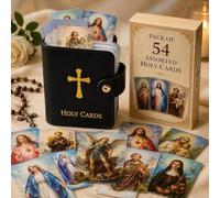 Catholic Genuine Leather Holy Card Holder, Pocket Prayer Card Organizer with Secure Snap Closure, Religious Saint Cards Album for Devotional Worship, Funeral Keepsake and Bible Study