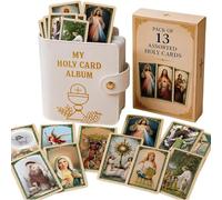 Catholic Genuine Leather Holy Card Holder, Pocket Prayer Card Organizer with Snap Closure, for Church & Daily Prayer,Miniature Catholic Prayer Card Wallet for Mass & Religious Gift (#D)