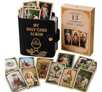 Catholic Genuine Leather Holy Card Holder, Pocket Prayer Card Organizer with Snap Closure, for Church & Daily Prayer,Miniature Catholic Prayer Card Wallet for Mass & Religious Gift (#C)