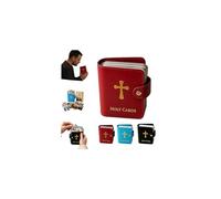 Catholic Genuine Leather Holy Card Holder,Pocket Prayer Card Organizer with Snap Closure,Portable Booklet Case,Book Faux Case Album Carrying Worship Funeral Anima Christi Relic Cross Water Bible Box
