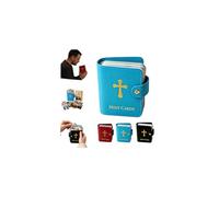 Catholic Genuine Leather Holy Card Holder,Pocket Prayer Card Organizer with Snap Closure,Portable Booklet Case,Book Faux Case Album Carrying Worship Funeral Anima Christi Relic Cross Water Bible Box