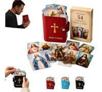 Catholic Genuine Leather Holy Card Holder,Pocket Prayer Card Organizer with Snap Closure,Portable Booklet Case,Book Faux Case Album Carrying Worship Funeral Anima Christi Relic Cross Water Bible Box