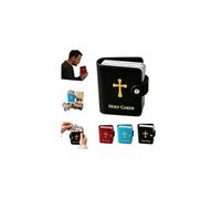 Catholic Genuine Leather Holy Card Holder,Pocket Prayer Card Organizer with Snap Closure,Portable Booklet Case,Book Faux Case Album Carrying Worship Funeral Anima Christi Relic Cross Water Bible Box
