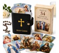 Catholic Genuine Leather Holy Card Holder with Cards,Pocket Prayer Card Organizer with Snap Closure,Book Faux Case Album Carrying,Portable Booklet Case for Religious Memorial Cards