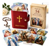 Catholic Genuine Leather Holy Card Holder with Cards,Pocket Prayer Card Organizer with Snap Closure,Book Faux Case Album Carrying,Portable Booklet Case for Religious Memorial Cards
