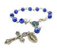 Catholic Gift Our Lady of Grace Mary Travel Protection 6mm Blue Glass Bead 14cm Rear View Mirror Car Truck Car Rosary