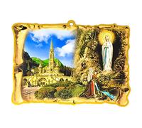 Catholic Gift Shop Lourdes Sanctuary Wall Plaque - with a Lourdes Prayer Card.
