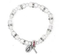 Catholic Gift Shop Ltd Crystal Miraculous Rosary Bracelet, Single Decade Rosary, Miraculous Medal and Cross & Lourdes Prayer Card