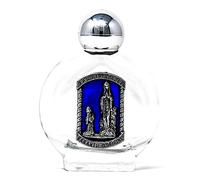 Catholic Gift Shop Ltd Lourdes Round Bottle with Blue Plaque filled with Holy Water & Lourdes Prayer Card