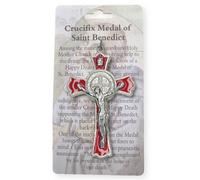 Catholic Gift Shop Ltd Saint Benedict Crucifix Red & Lourdes Prayer Card
