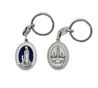 Catholic Gift Shop Our Lady of Lourdes Keychain, Blue, With Sanctuary Depiction
