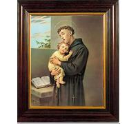 Catholic Gift Shop Saint Anthony Wood Framed Picture & Lourdes Prayer Card