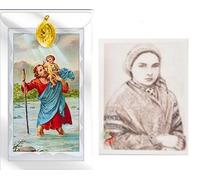 Catholic Gift Shop St Christopher Medal with Prayer Leaflet & Lourdes Prayer Card