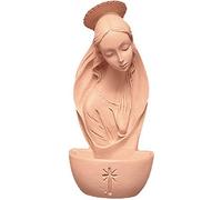 Virgin Mary Terracotta Holy Water Font & Lourdes Prayer Card