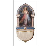 Catholic Gifts - Luminous Divine Mercy Holy Water Font with Gold Foil Highlights (3001)