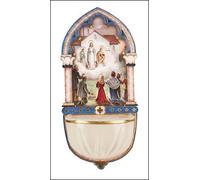 Catholic Gifts - Luminous Our Lady of Knock Holy Water Font with Gold Foil Highlights.