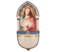 Catholic Gifts - Luminous Sacred Heart of Jesus Holy Water Font with Gold Foil Highlights (3008)