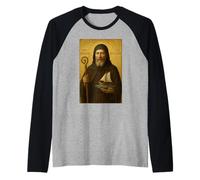 Catholic Icon of Saint Brendan the Navigator Raglan Baseball Tee