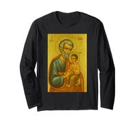 Catholic Icon of St. Joseph with the baby Jesus Long Sleeve T-Shirt
