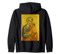 Catholic Icon of St. Joseph with the baby Jesus Zip Hoodie