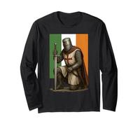 Catholic Irish Crusader with Ireland Flag Long Sleeve T-Shirt