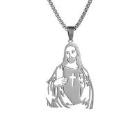 Catholic Jesus Necklace, Christian Jesus Necklace, Stainless Steel Jesus Necklaces for Men Christian | Stainless Steel Decorative Tool for Daily Use, Engagement, Party, at, Fare riferimento alla