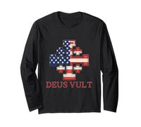 Catholic Knight Templar Crusader Cross American Flag Long Sleeve T-Shirt