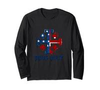Catholic Knight Templar Crusader Cross American Flag Long Sleeve T-Shirt