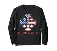 Catholic Knight Templar Crusader Cross American Flag Long Sleeve T-Shirt